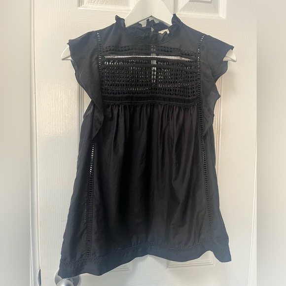 7 for all mankind Lattice Black Blouse size xs - Picture 3 of 3